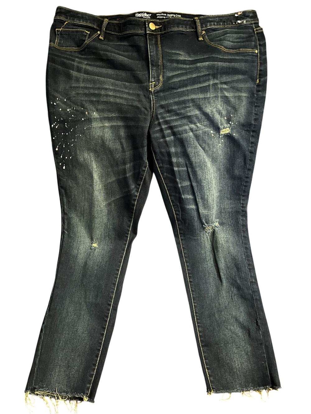 Women’s Plus-Size  20 W Dark Wash Distressed Women’s mid rise jeggings